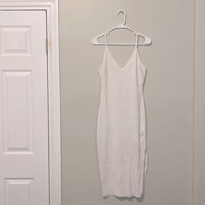 White Spaghetti Strap Midi Dress